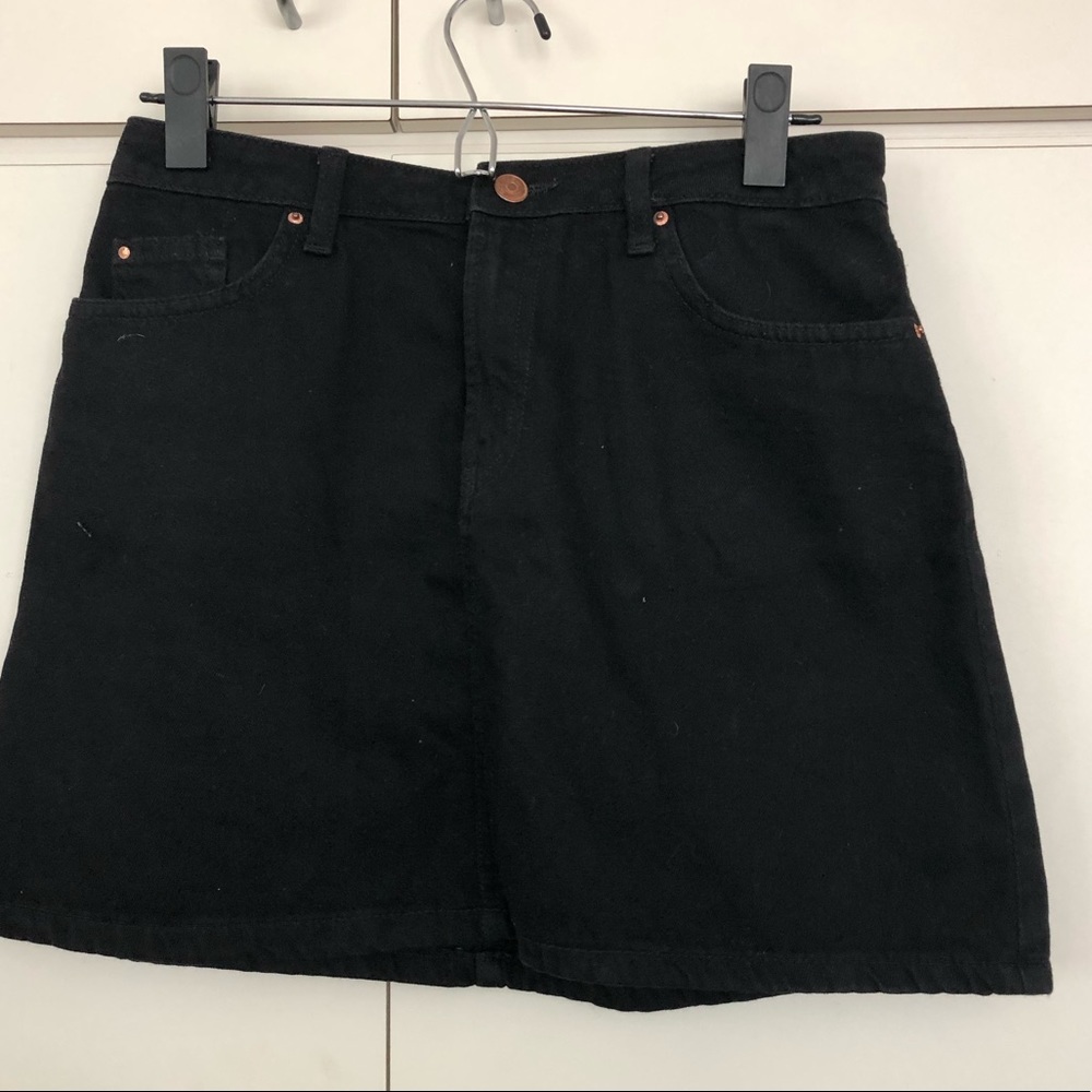 Black Denim Mini Skirt